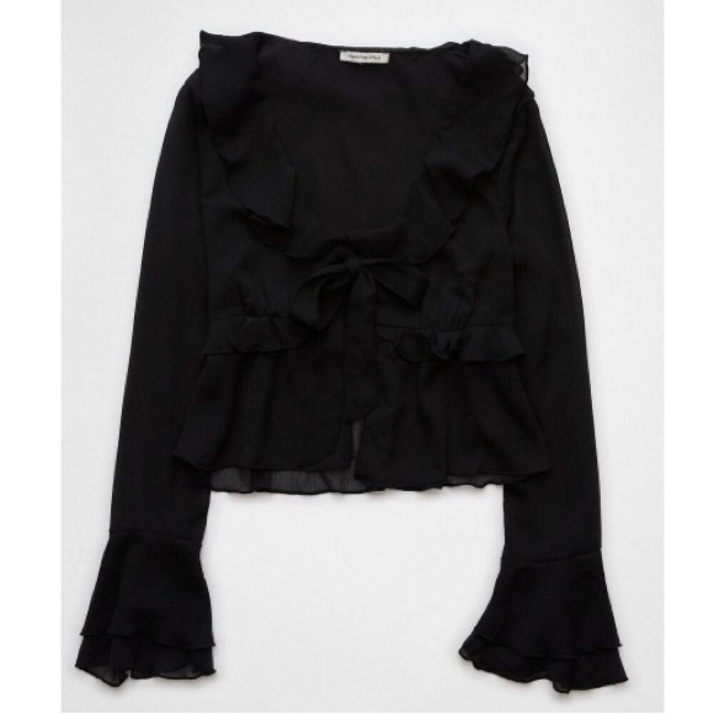 AE Long-Sleeve Ruffle Babydoll Blouse